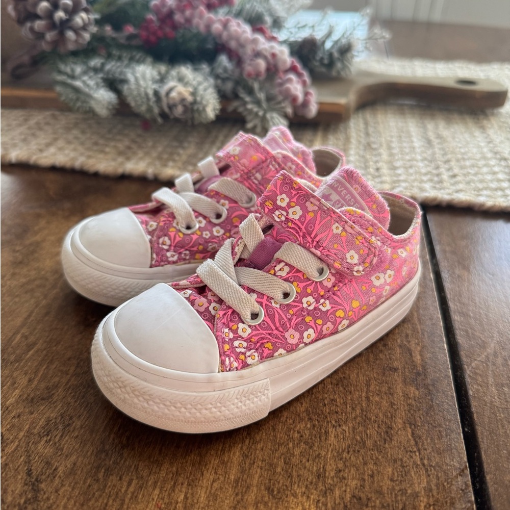 Converse Pink Floral Kids Sneakers